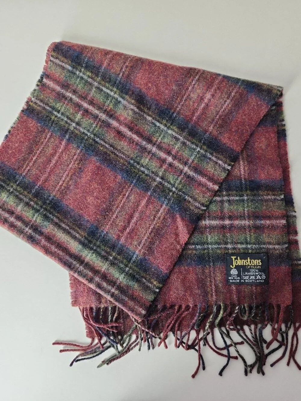 Johnstons of Elgin 100% Lambswool Tartan Plaid Scarf withFringe Made in Scotland